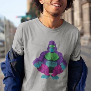 Gorila Colorido Camiseta Cinza